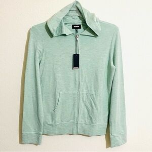 Monrow SuperSoft Rayon Cotton Full Zip Mint Hoodie Medium NWT